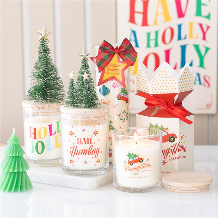 Bah Humbug Orange & Clove Glass Candle with Tree - Candles - Inspired Creative Gifts