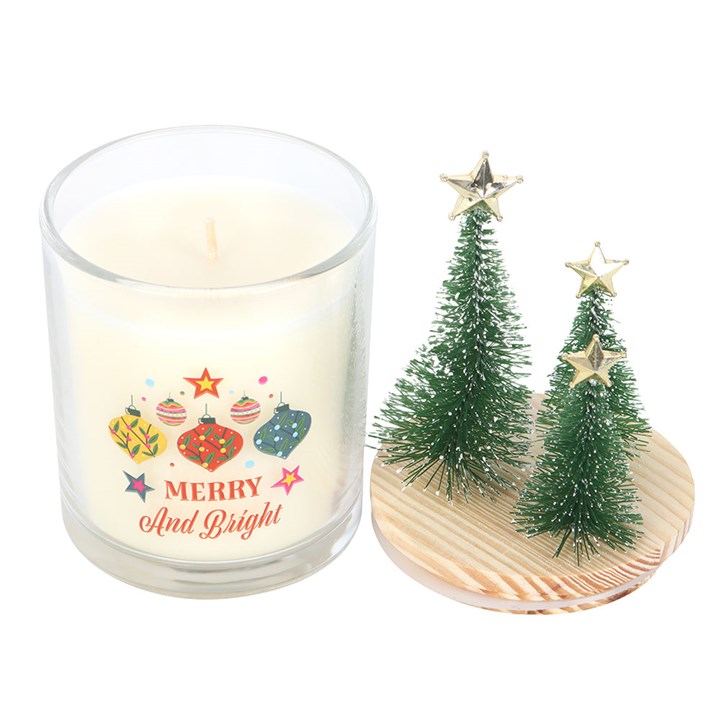 Merry and Bright Bauble Cinnamon & Spice Glass Candle with Tree - Candles - Inspired Creative Gifts
