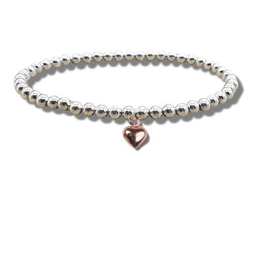 Mini Puff Heart Rose Gold Beaded Bracelet | Womans Bracelet | Inspired Creative Gifts