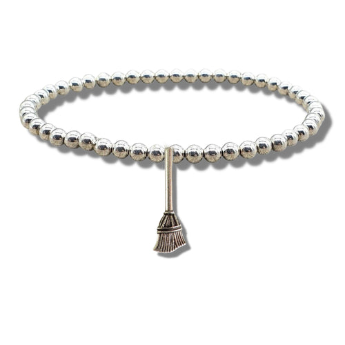 Broom Silver Beaded Bracelet | Womans Bracelet | Inspired Creative Gifts