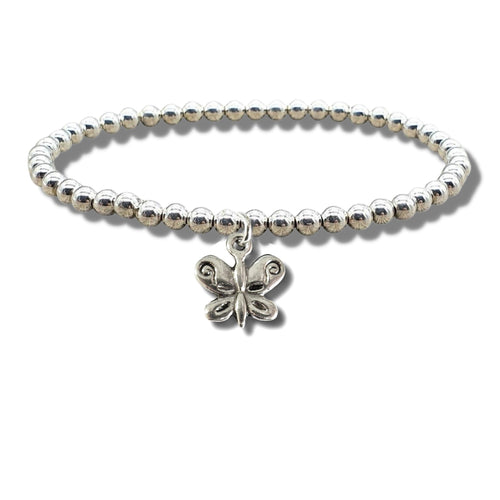 Butterfly Silver Beaded Bracelet | Woman's Necklace | Inspired Creative Gifts