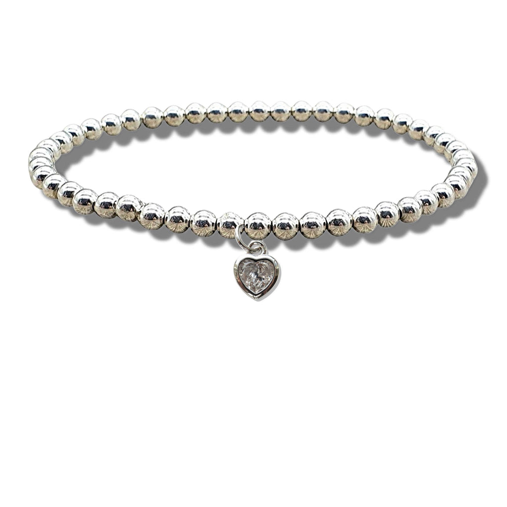 Cubic Zirconia Heart Beaded Bracelet Gift
