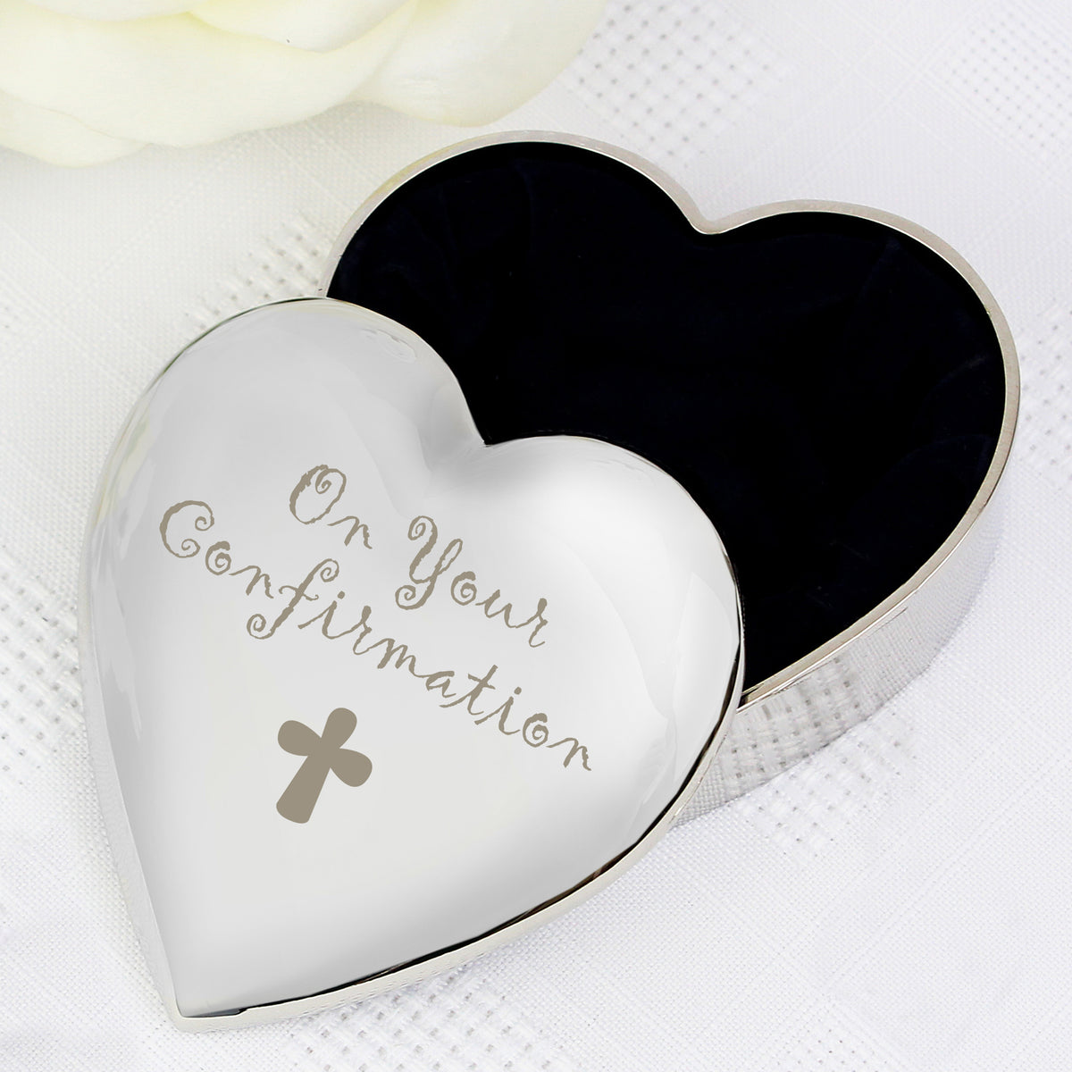 Confirmation Cross Heart Trinket Box | Trinket, Jewellery & Keepsake Boxes | Christening Gift