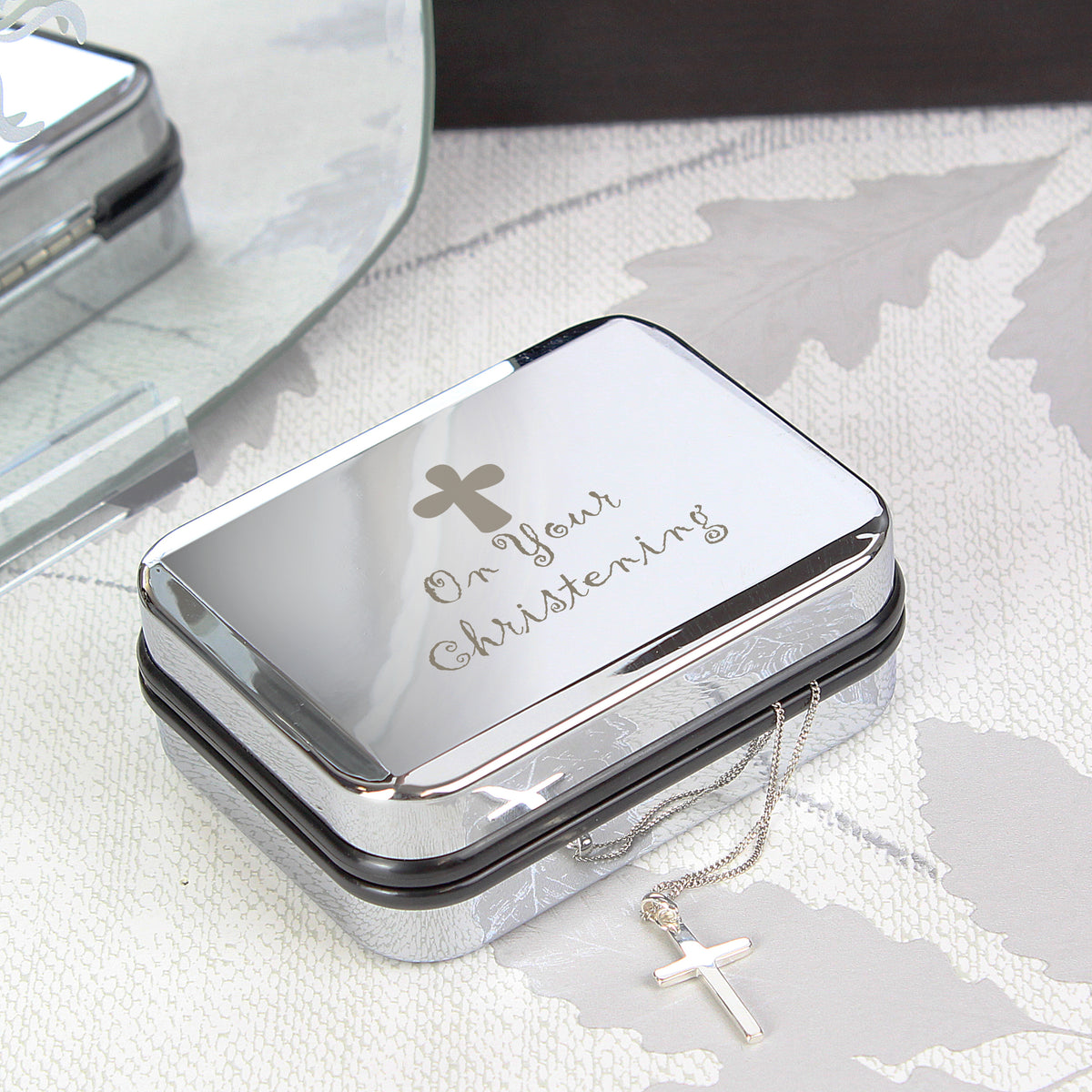 Christening Cross Necklace Box for Christening