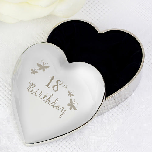 18th Butterflies Heart Trinket Box for Birthday