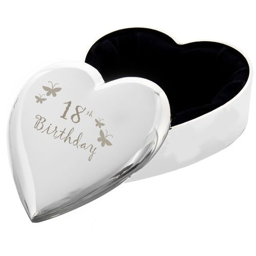 18th Butterflies Heart Trinket Box for Birthday