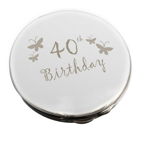 40th Butterfly Round Compact Mirror | Gift for Her