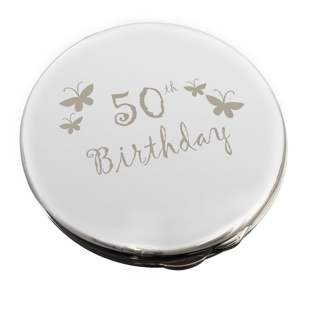 50th Butterfly Round Compact Mirror | Gift for Her