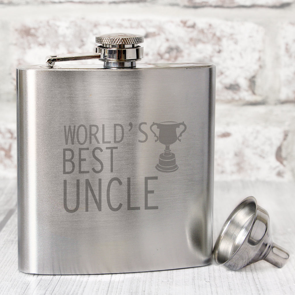 Worlds Best Uncle Hip Flask - Hip Flask - Inspired Creative Gifts
