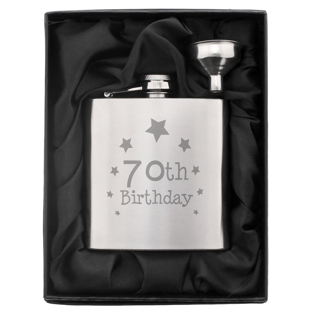 70th Birthday Hip Flask - Hip Flask - Inspired Creative Gifts