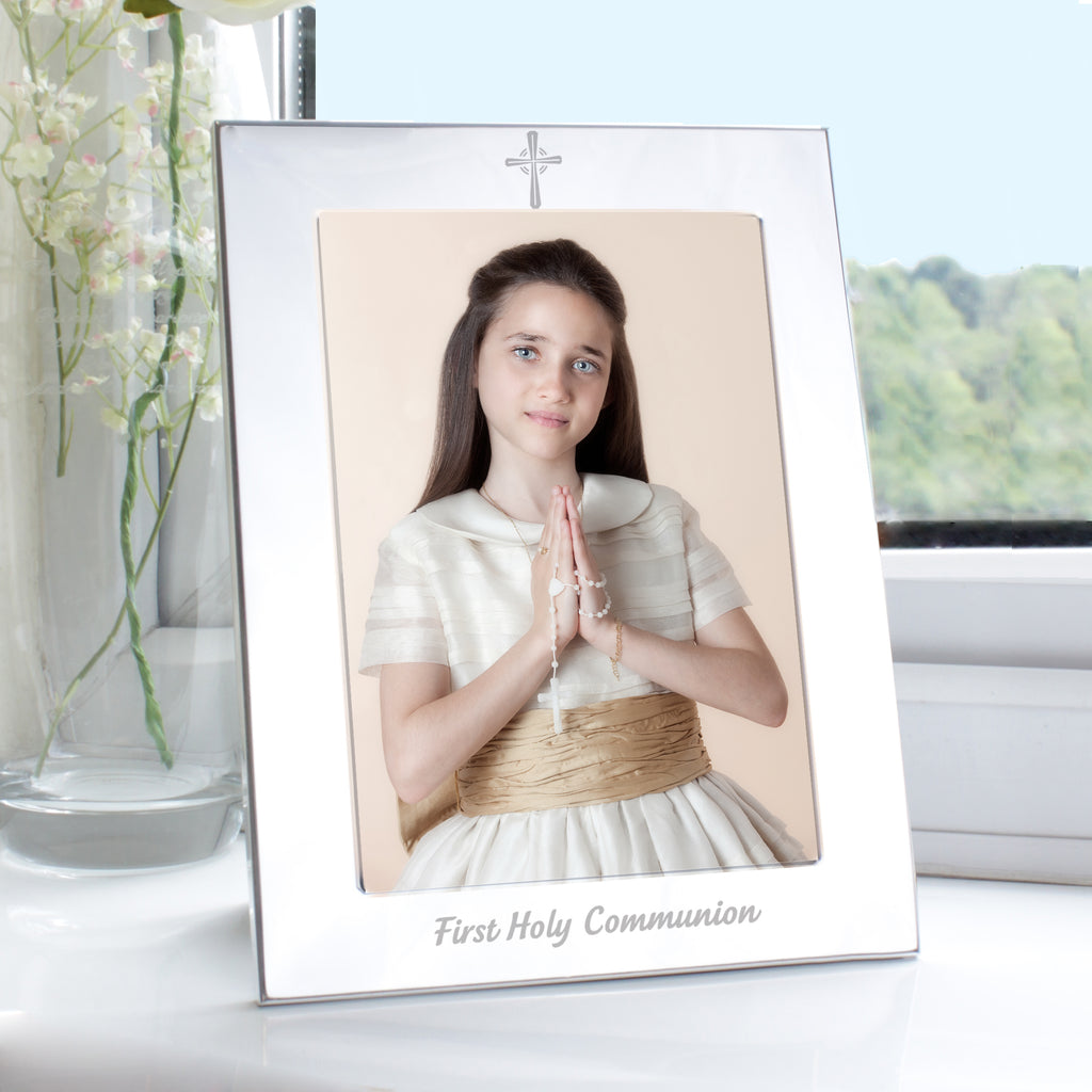 Silver 5x7 Holy Communion Photo Frame for Christening