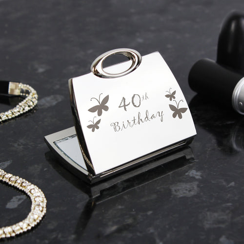 40th Butterfly Handbag Compact Mirror for Birthday
