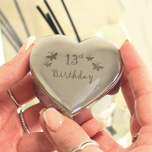 13th Butterflies Heart Trinket Box | Trinket, Jewellery & Keepsake Boxes