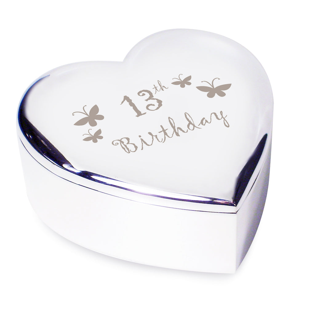 13th Butterflies Heart Trinket Box | Trinket, Jewellery & Keepsake Boxes