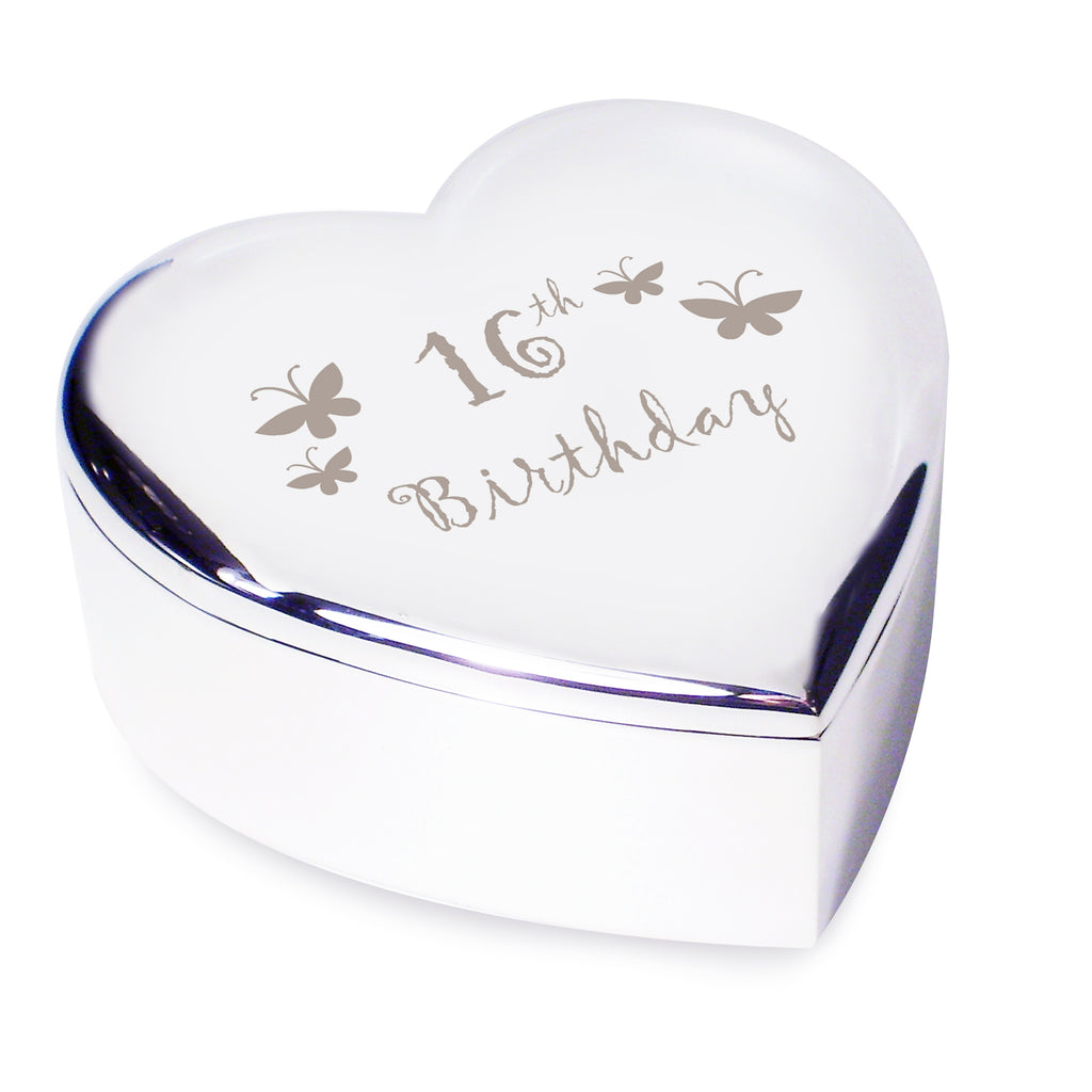 16th Butterflies Heart Trinket Box for Birthday