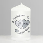 Perfect Love Silver Anniversary Pillar Candle | Candles & Reed Diffusers