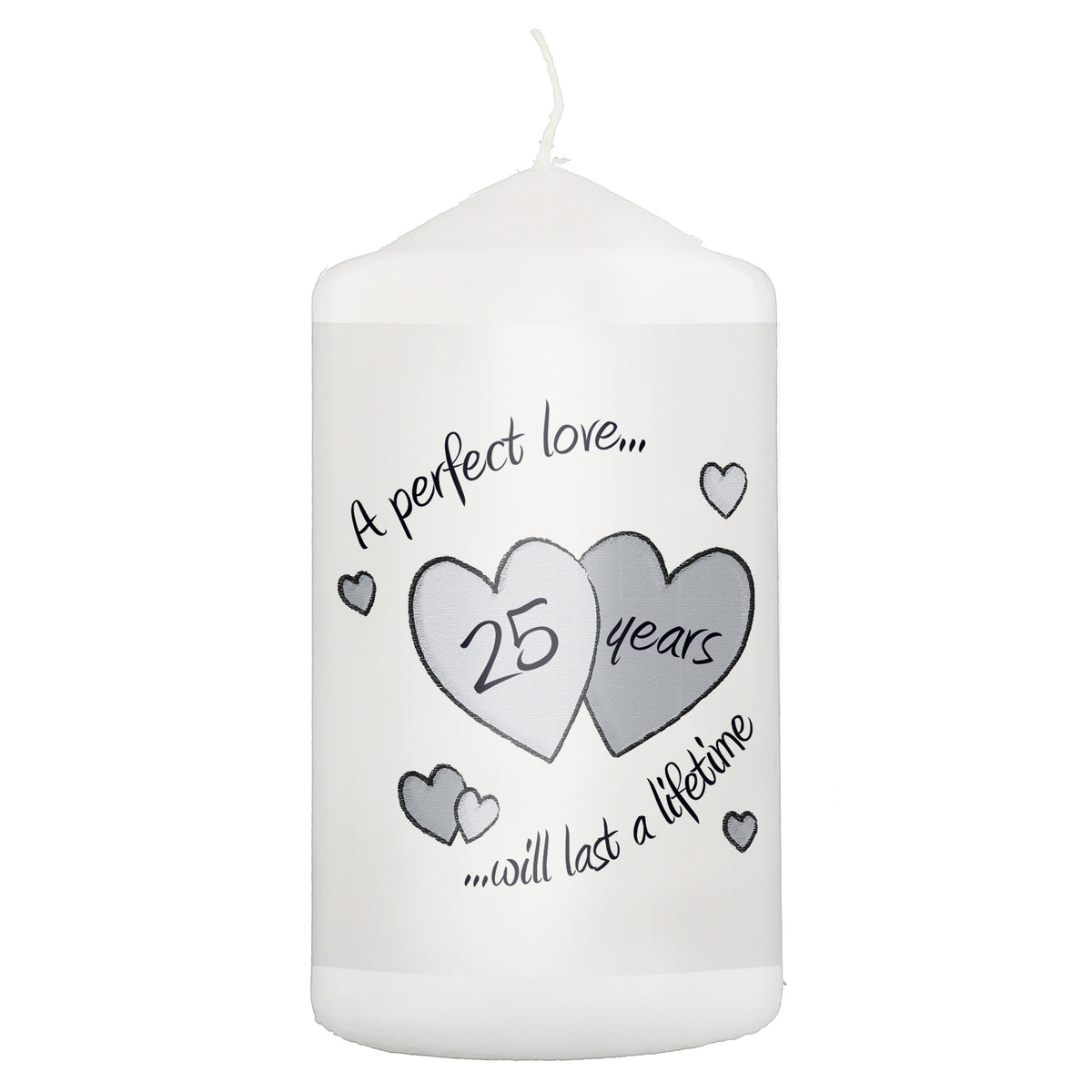 Perfect Love Silver Anniversary Pillar Candle | Candles & Reed Diffusers
