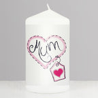 Mum Heart Stitch Pillar Candle | Candles & Reed Diffusers | Inspired Creative Gifts