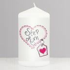Step Mum Heart Stitch Pillar Candle | Gift for Her
