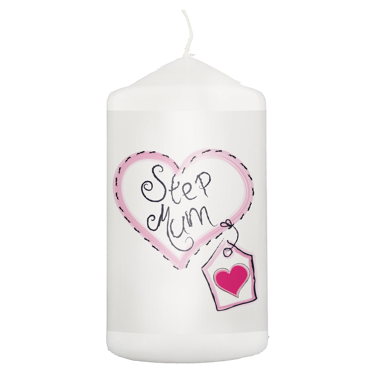 Step Mum Heart Stitch Pillar Candle | Gift for Her