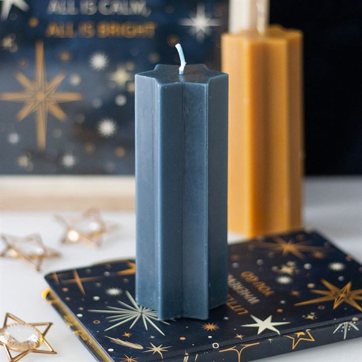 Navy Starry Night Star Shaped Taper Candle - Candles - Inspired Creative Gifts