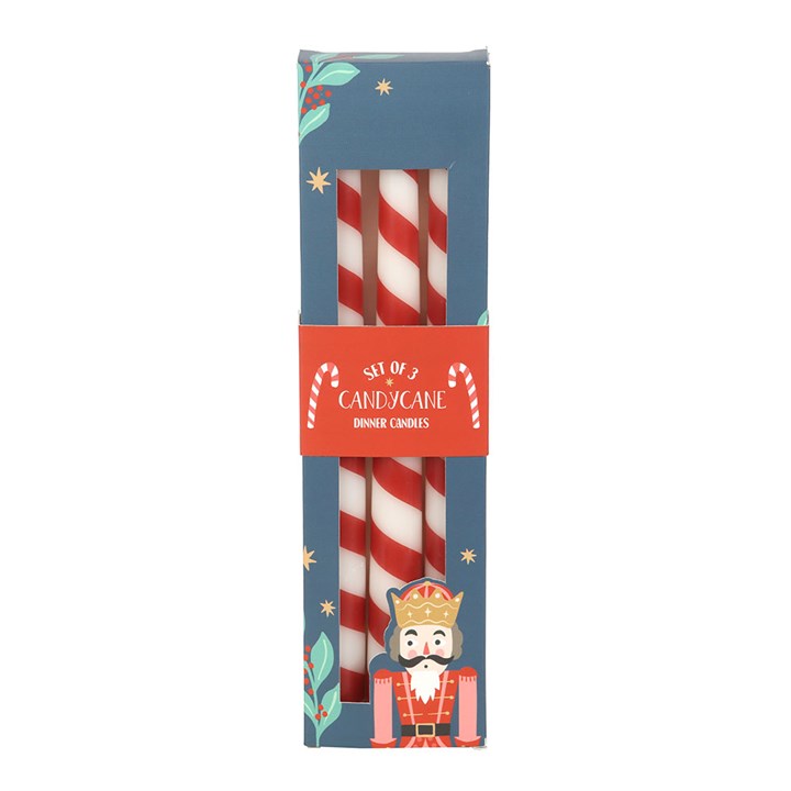Set of 3 Candy Cane Stripe Taper Candles - Candles - Inspired Creative Gifts
