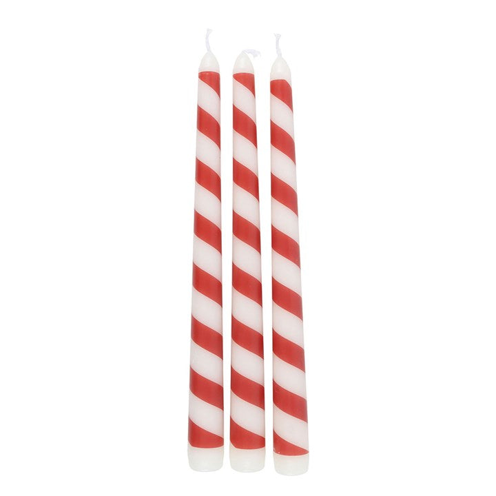 Set of 3 Candy Cane Stripe Taper Candles - Candles - Inspired Creative Gifts