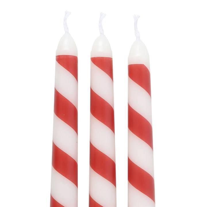 Set of 3 Candy Cane Stripe Taper Candles - Candles - Inspired Creative Gifts