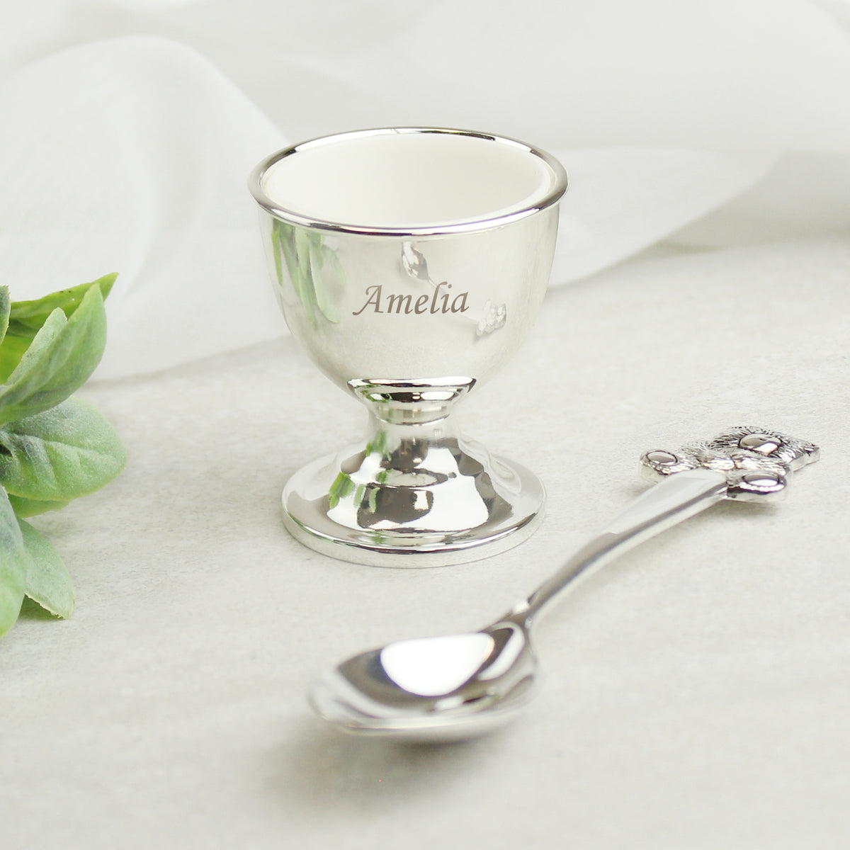 Personalised Silver Egg Cup & Spoon | Mealtime Essentials