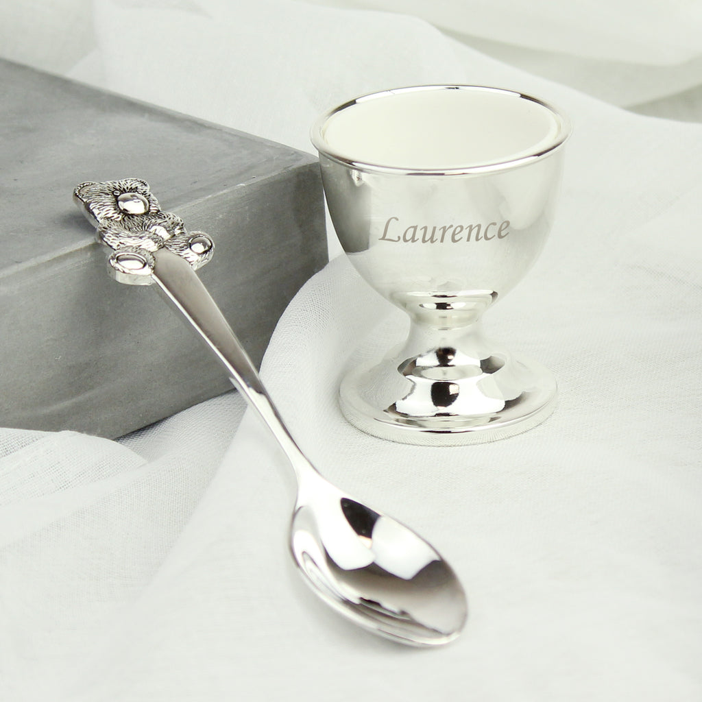 Personalised Silver Egg Cup & Spoon | Mealtime Essentials