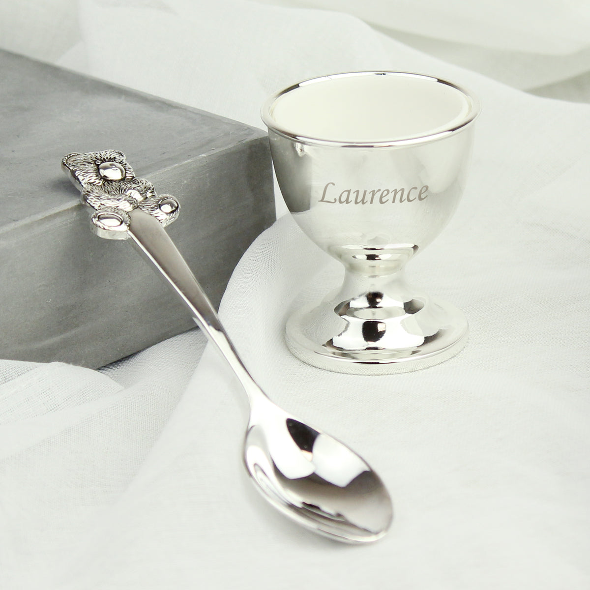 Personalised Silver Egg Cup & Spoon | Mealtime Essentials