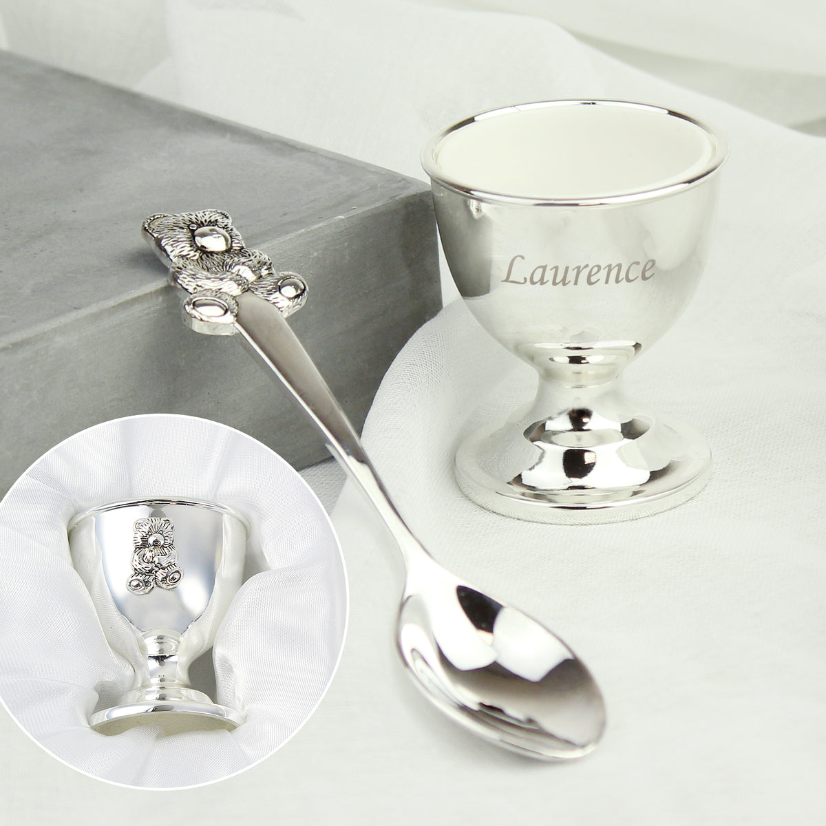 Personalised Silver Egg Cup & Spoon | Mealtime Essentials