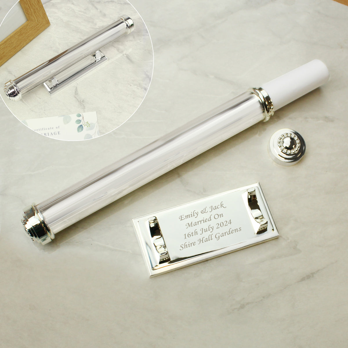 Personalised Plain Silver Plated Certificate Holder | Wedding Gift