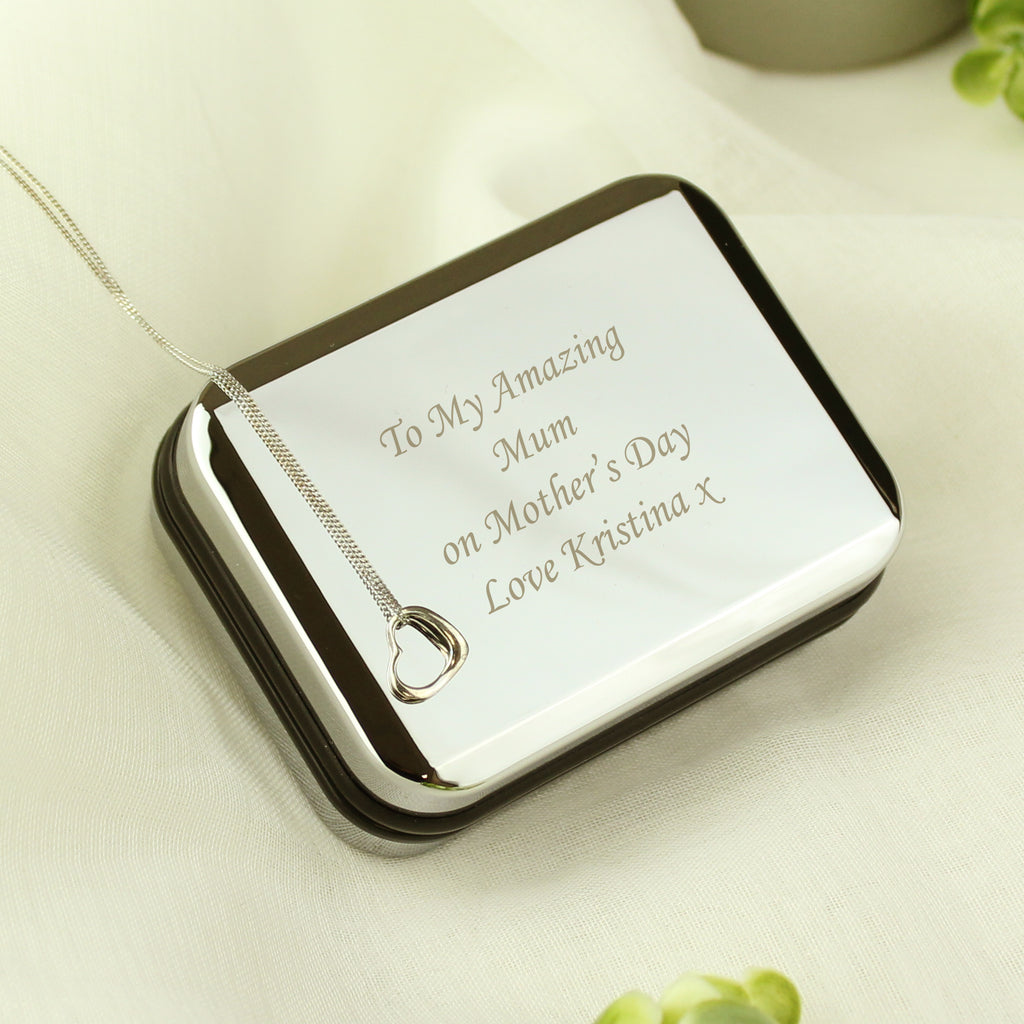 Personalised Box With Sterling Silver Heart Necklace for Wedding