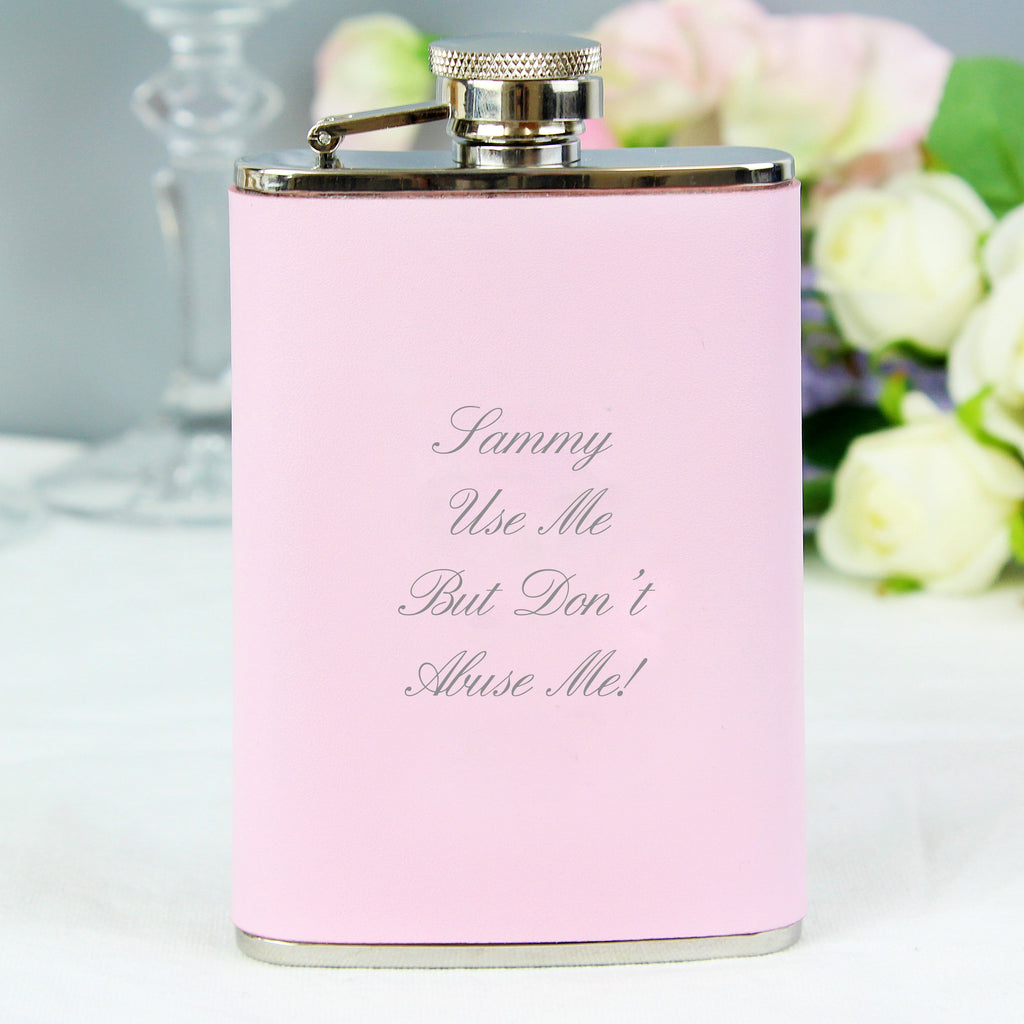 Personalised Pink Hip Flask - Hip Flask - Inspired Creative Gifts