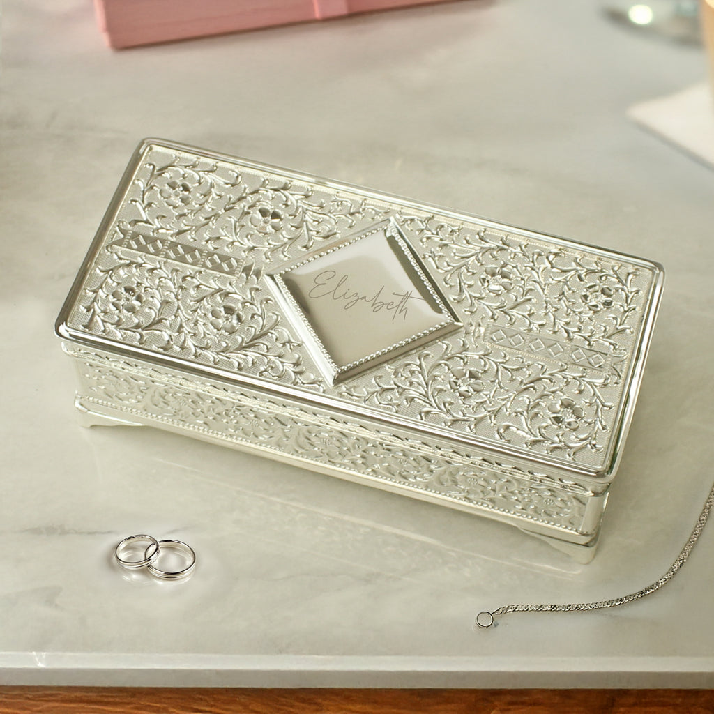 Personalised Silver Plated Jewellery Box | Wedding Gift