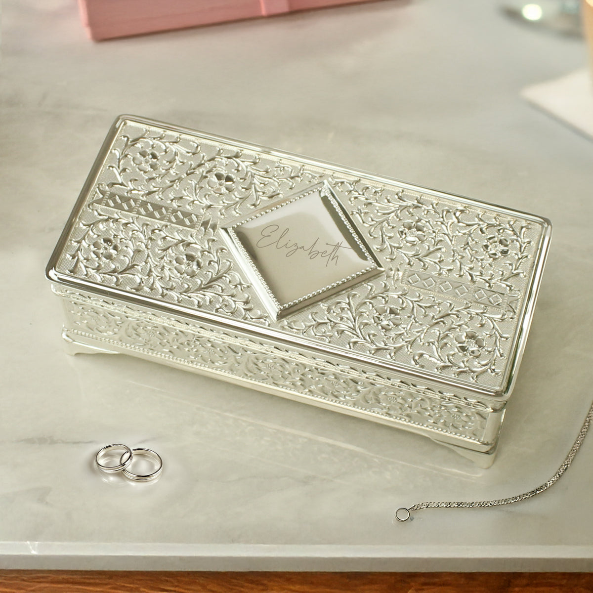 Personalised Silver Plated Jewellery Box | Wedding Gift