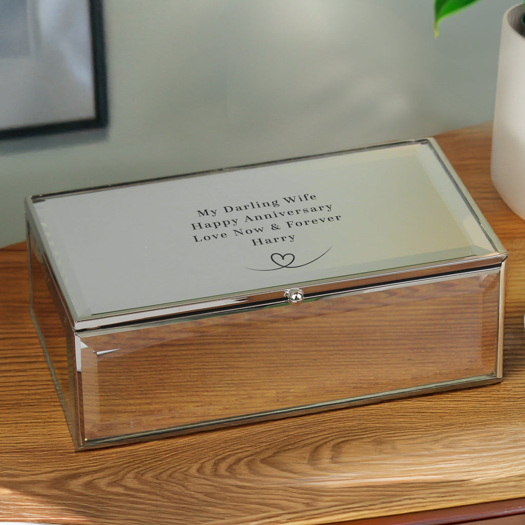 Personalised Heart Mirrored Jewellery Box | Gift for Her