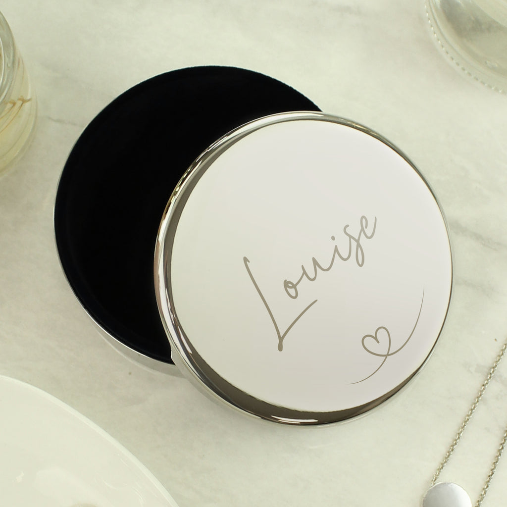 Personalised Heart Round Trinket Box | Trinket, Jewellery & Keepsake Boxes | Wedding Gift