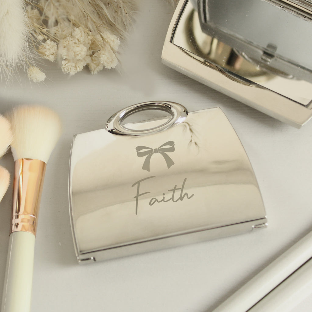 Personalised Bow Handbag Compact Mirror | Gift for Her
