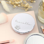 Personalised Floral Round Compact Mirror | Wedding Gift