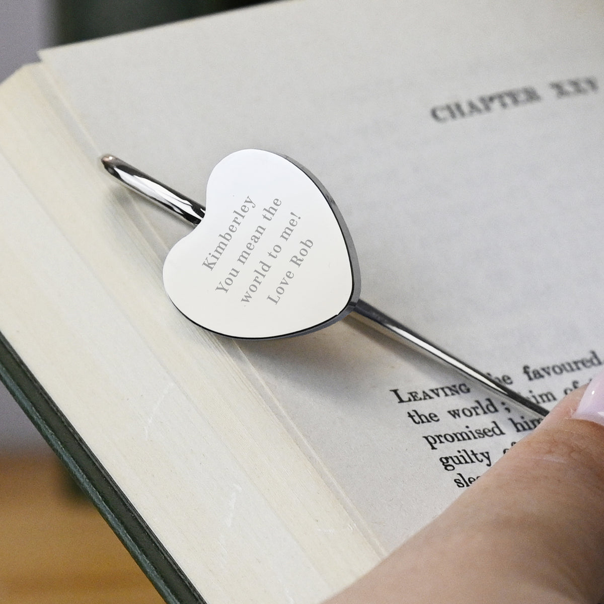 Personalised Engraved Silver Heart Bookmark for Christmas