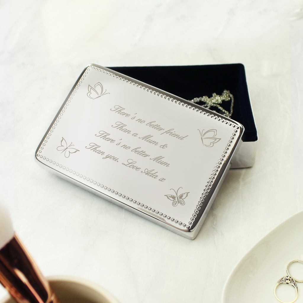 Personalised Butterfly Rectangular Jewellery Box for Mother's Day