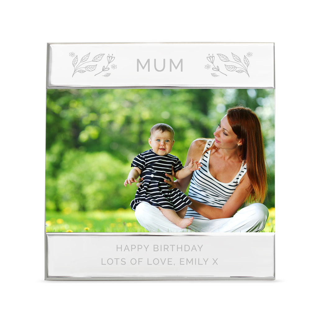 Personalised Silver Floral 6x4 Photo Frame - Picture Frame - Inspired Creative Gifts