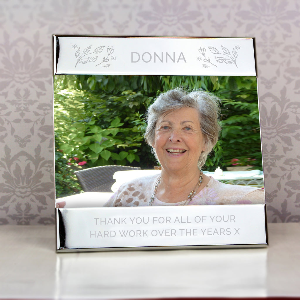 Personalised Silver Floral 6x4 Photo Frame - Picture Frame - Inspired Creative Gifts