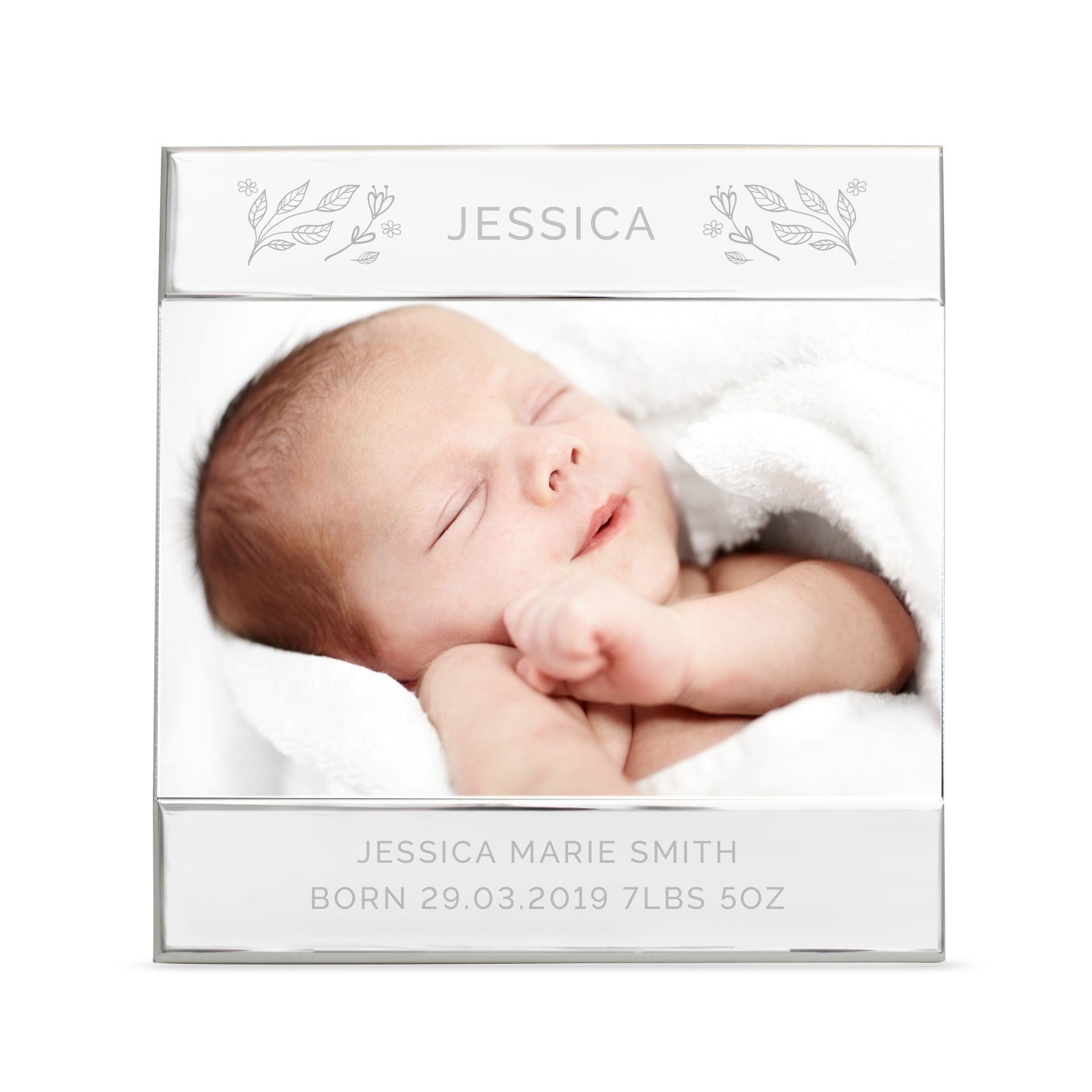 Personalised Silver Floral 6x4 Photo Frame - Inspired Creative Gifts