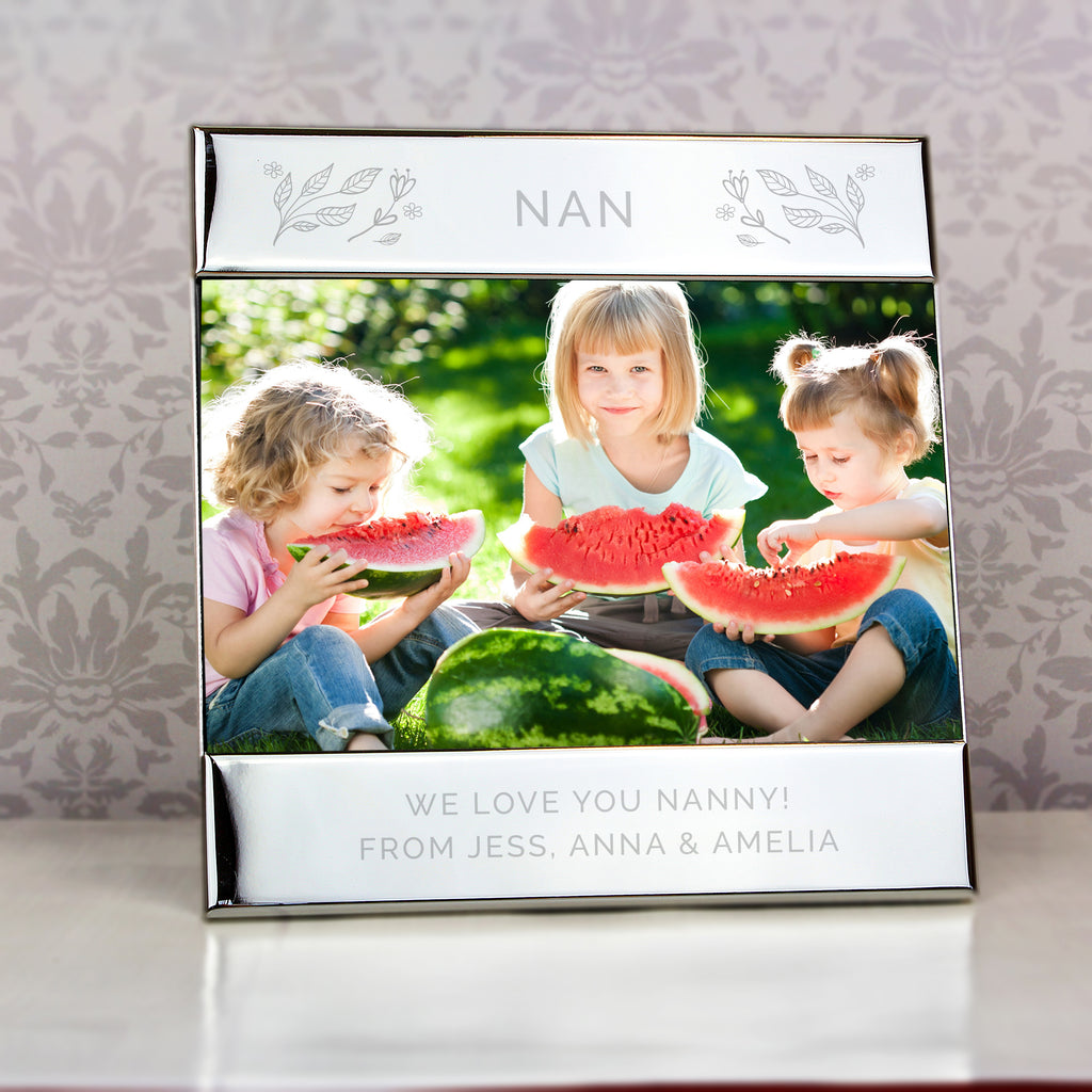 Personalised Silver Floral 6x4 Photo Frame - Picture Frame - Inspired Creative Gifts