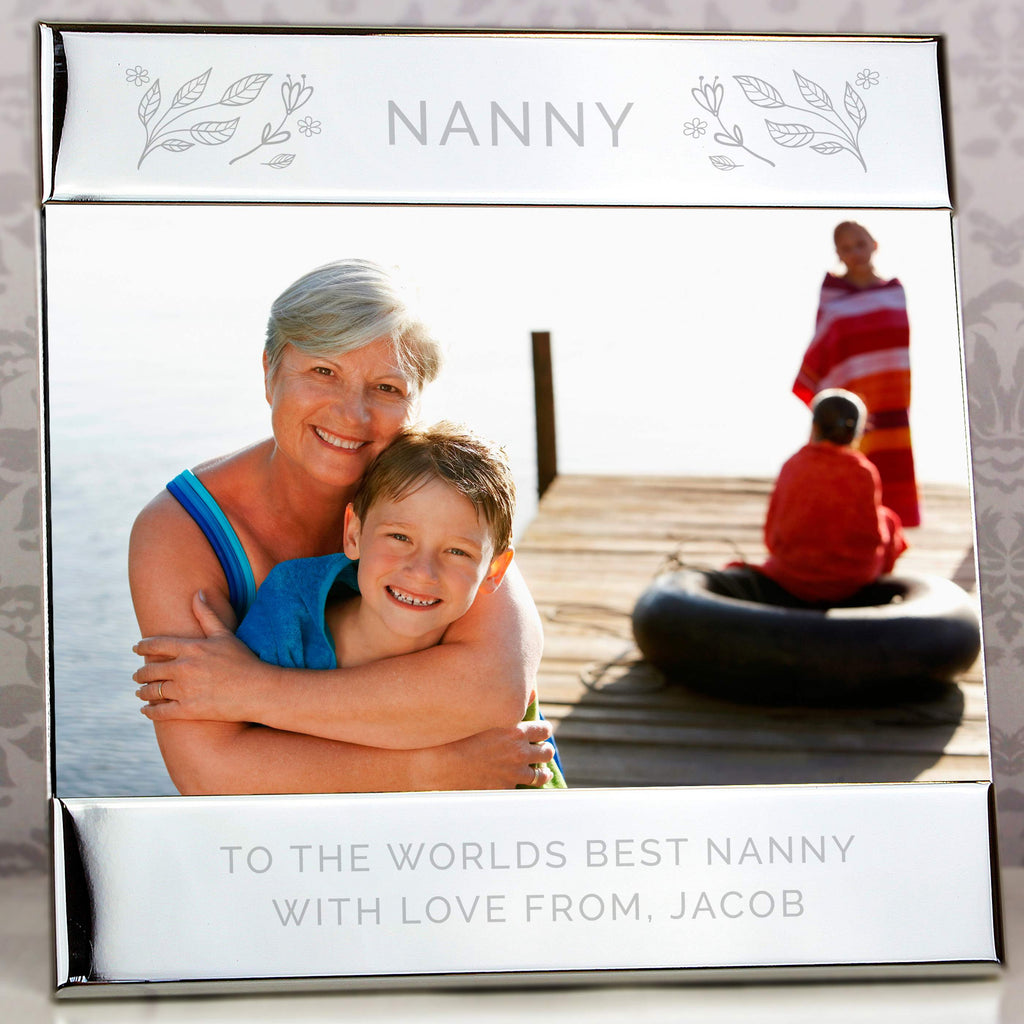 Personalised Silver Floral 6x4 Photo Frame - Picture Frame - Inspired Creative Gifts