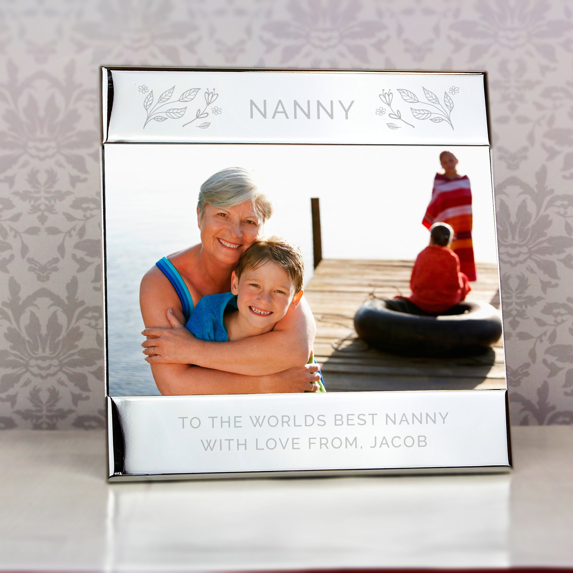 Personalised Silver Floral 6x4 Photo Frame - Inspired Creative Gifts