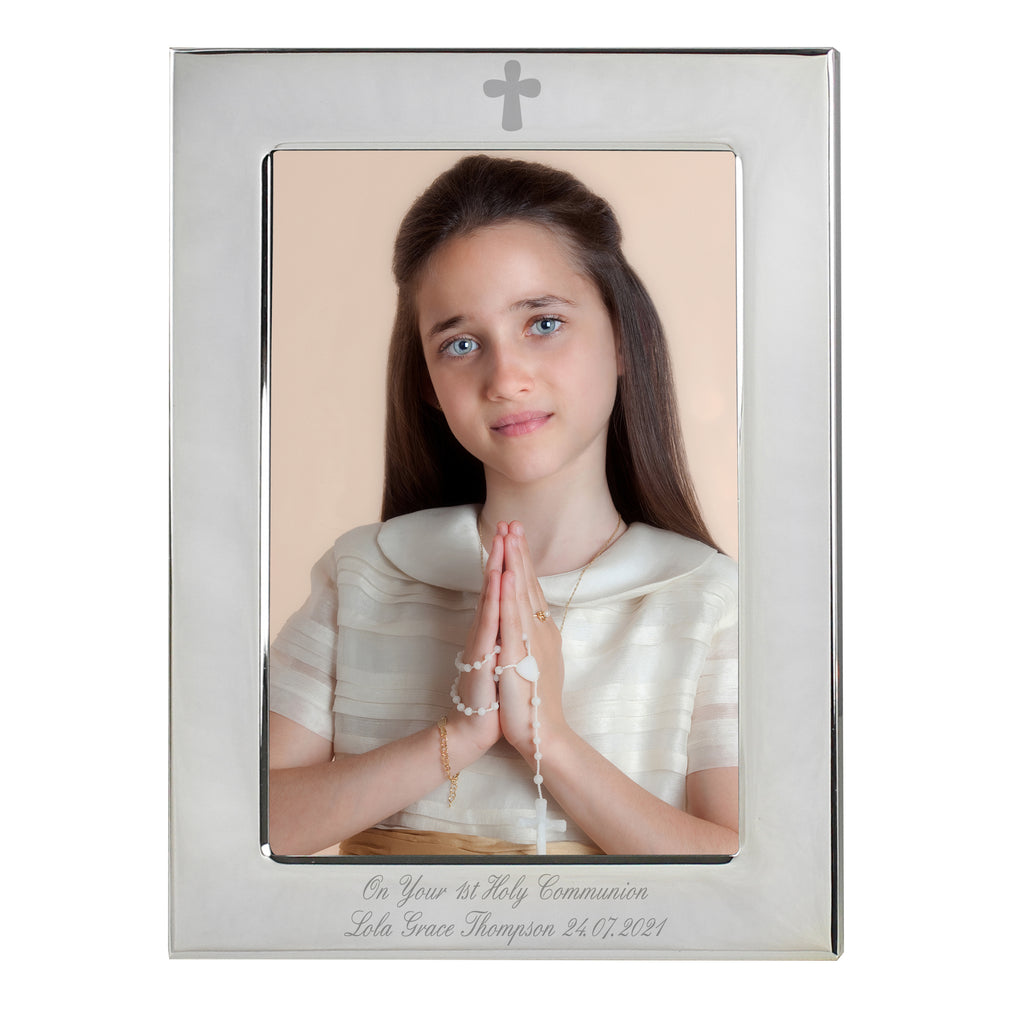 Personalised Silver Plated 6x4 Elegant Cross Photo Frame - Picture Frame - Inspired Creative Gifts